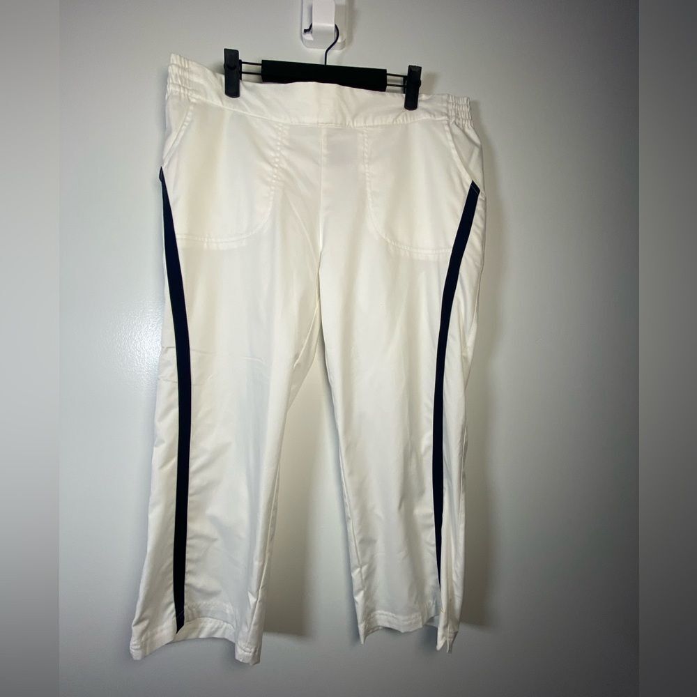 Nike White Wide leg Track Pants with Black Stripes